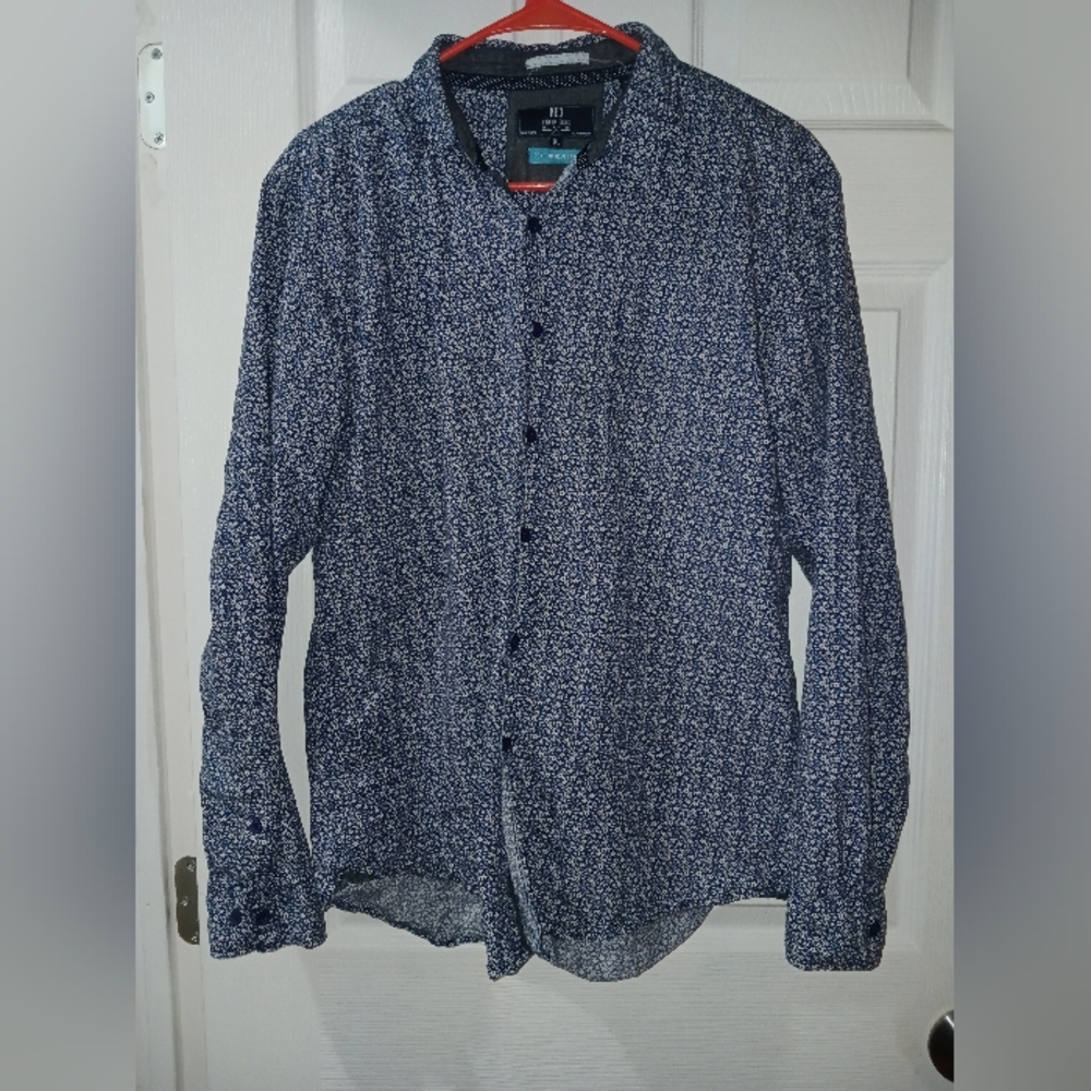 Mbx premium goods blue floral mens collar shirt